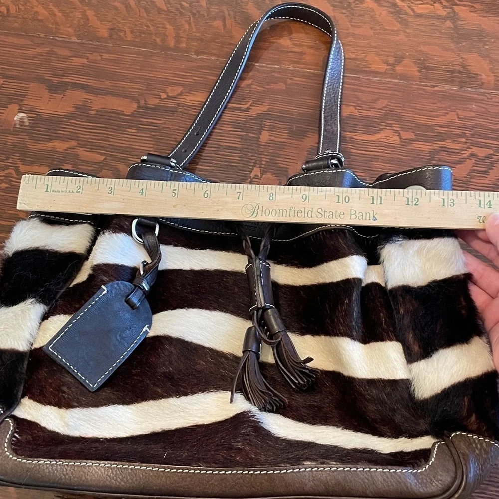 Rare Dooney & Bourke Boldrini Selleria Italian Leather Calf Hair Shoulder Bag